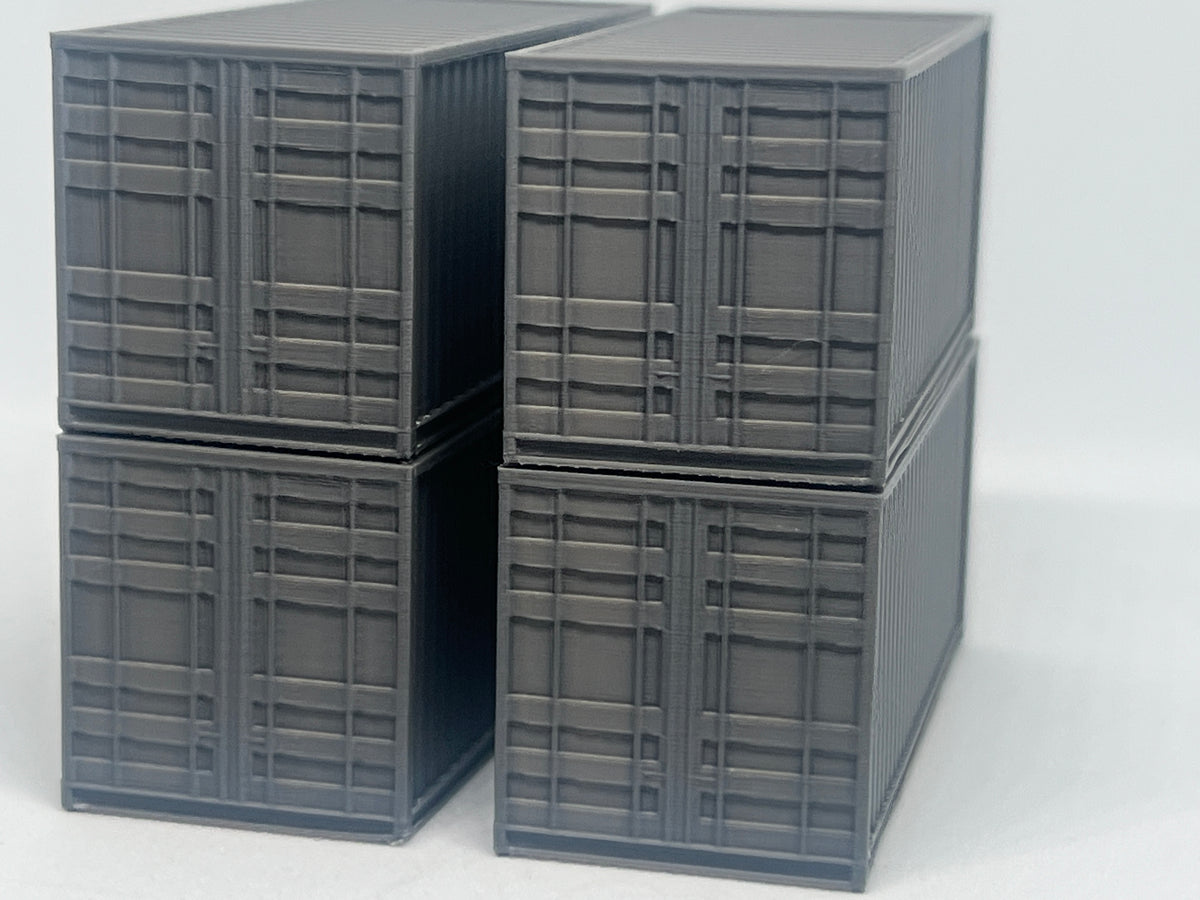 20ft shipping containers, pack of 4, model railway wagon load