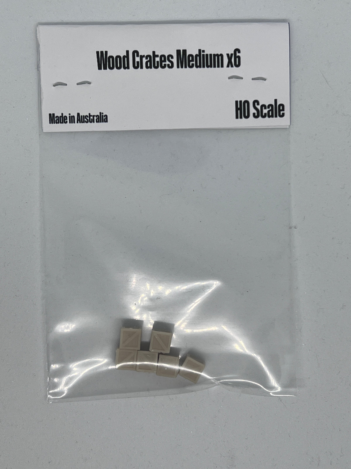 HO scale wooden shipping crates, pack of 6, unpainted model railway scenery