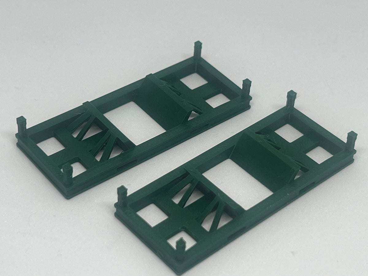 Spool carriers and spool carrier frames, model railway wagon load