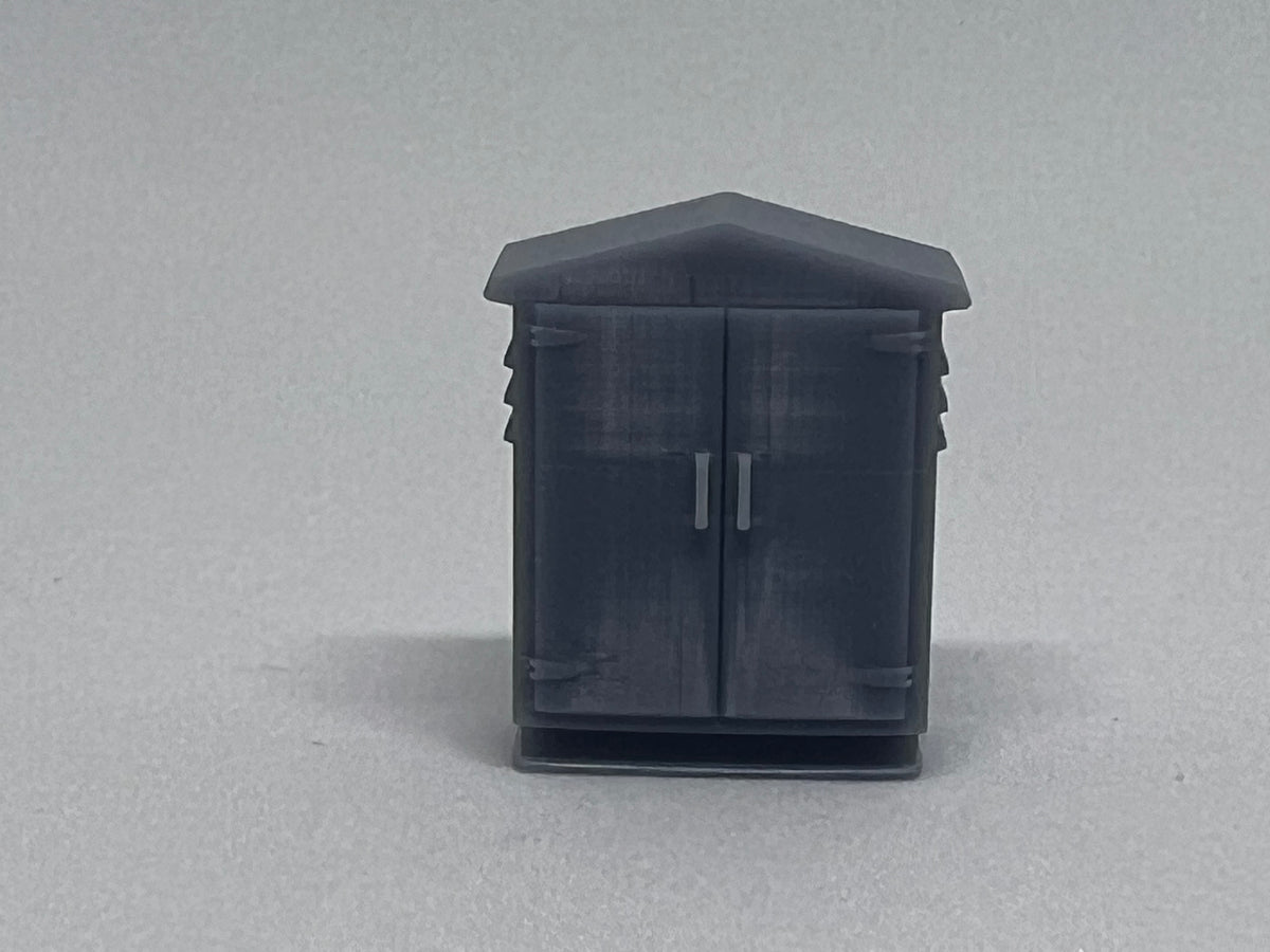 Pitched roof relay boxes, resin model railway trackside detail