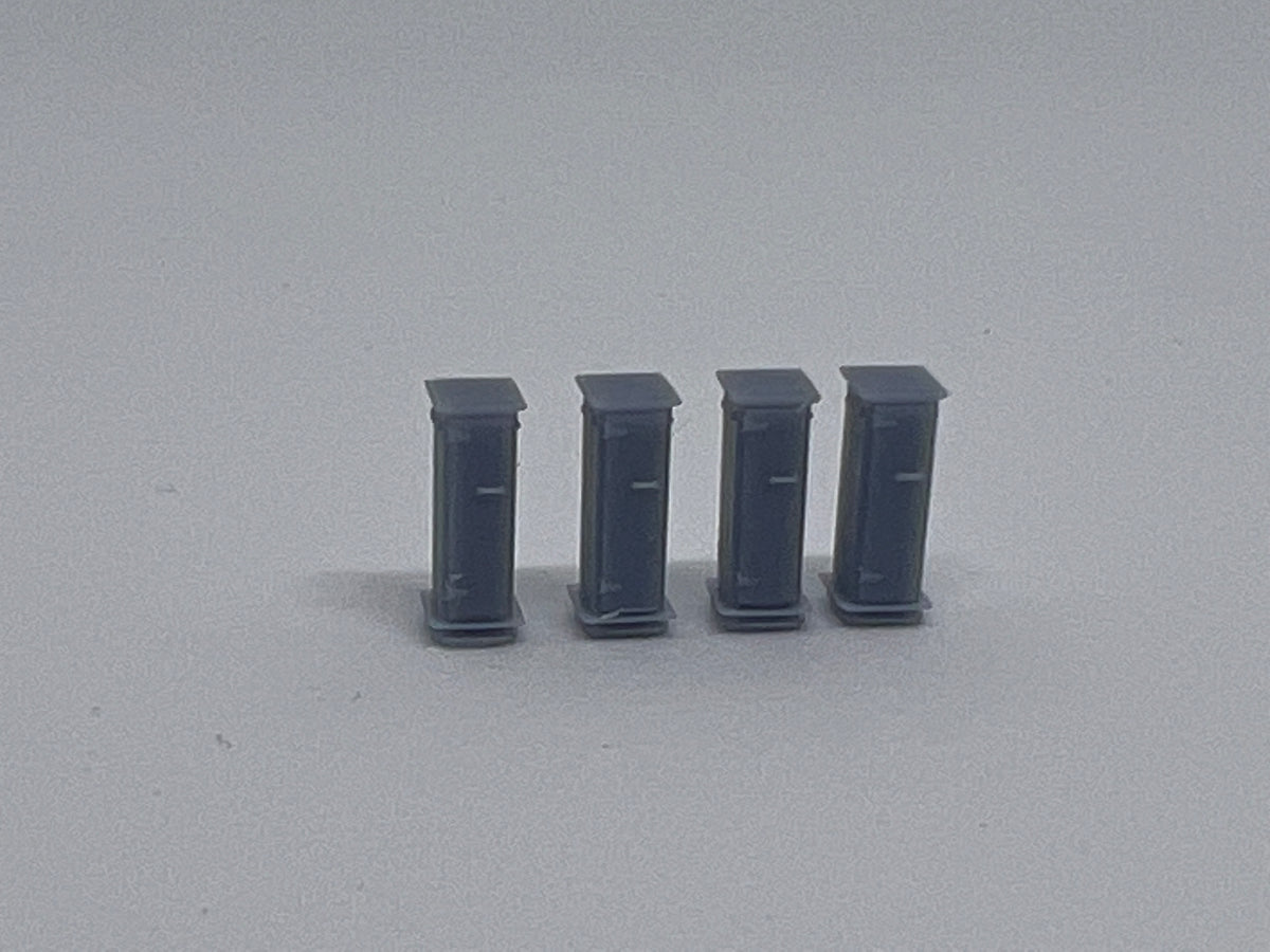 Small single door relay boxes, set of 4, model railway trackside detail