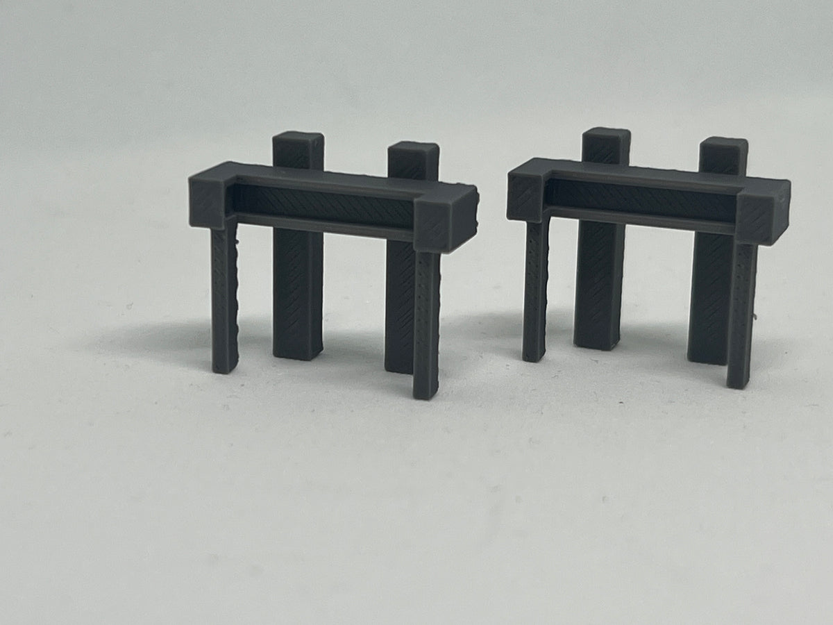 HO scale buffer stops, pack of 2, for model railway sidings
